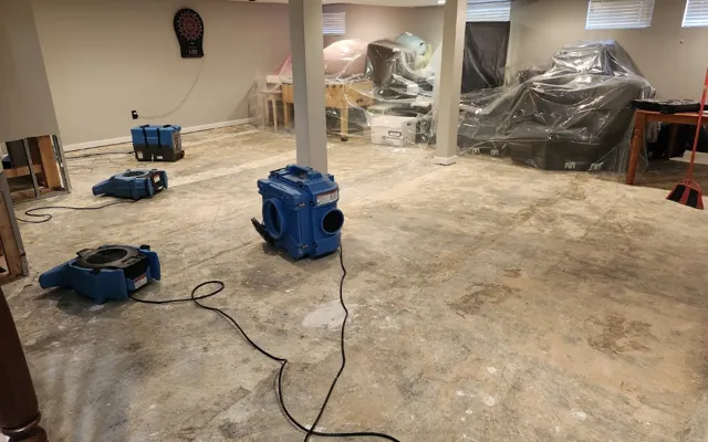 Restoration equipment on a Daniel Island attic water damage job