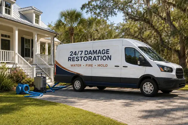 Ceiling Water Damage Restoration Shell Point, South Carolina service vehicle from Charleston AquaMasters